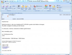 GGN bevestigd per mail..